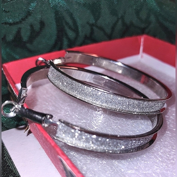 Silver Glitter Hoops - Picture 12 of 12